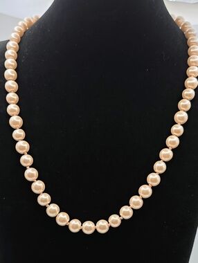 Classic Faux Pearl Necklace Single Strand Cream Ivory Beaded Elegant Jewelry